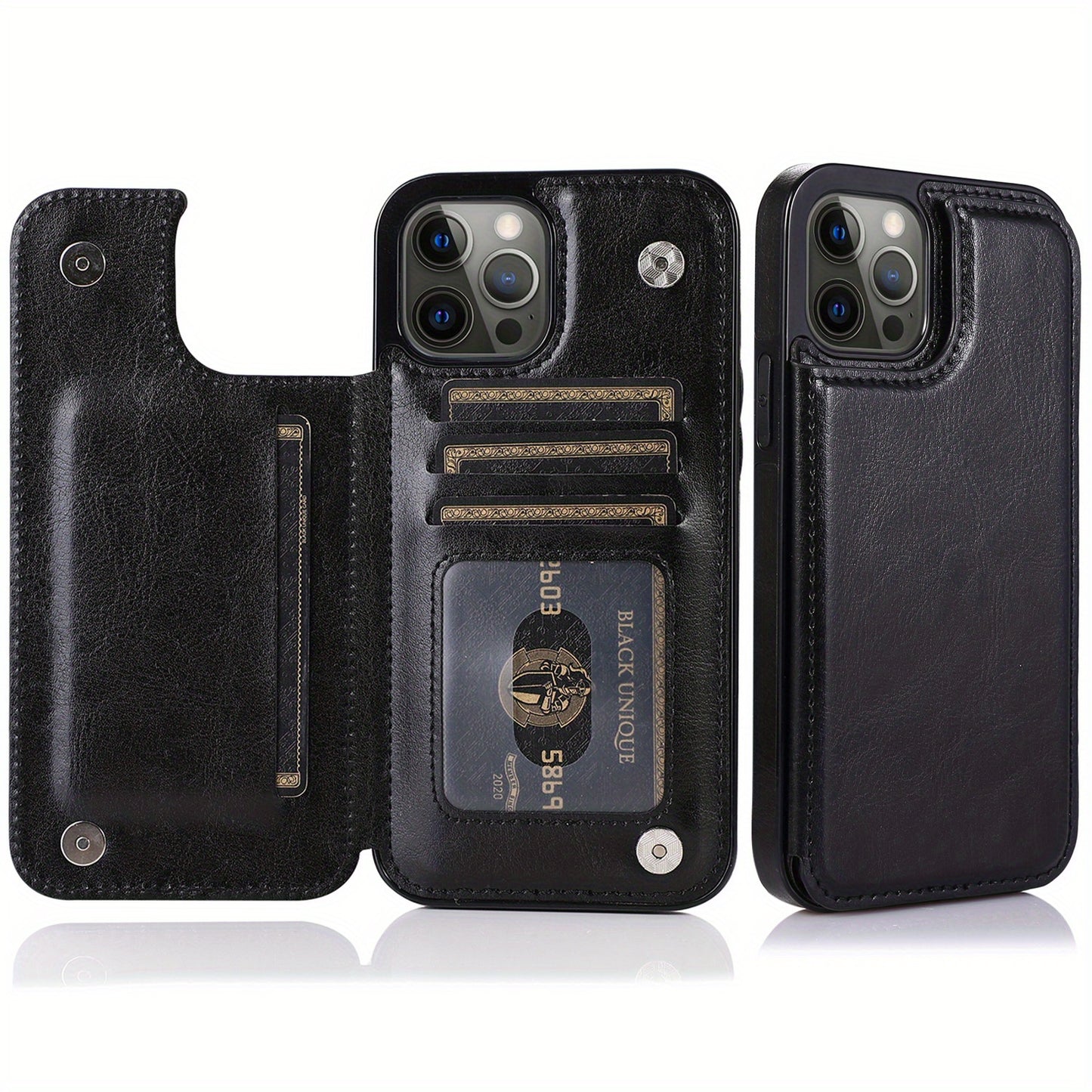 Premium PU Synthetic Faux Leather Wallet Case Designed for Various for iphone Models, Featuring Card Slots, a Stand, And Shockproof Protection.