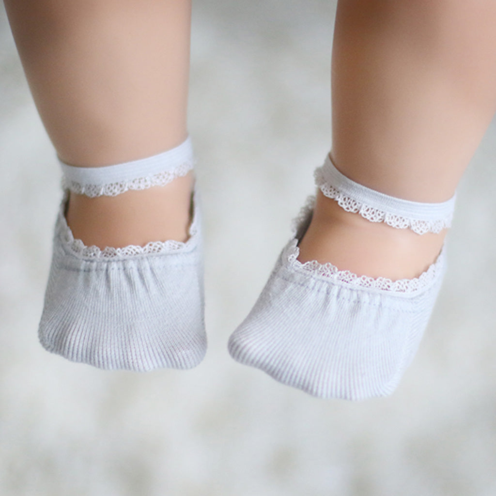 Girls' Elastic Lace-Up Boat Socks with Stretchable Non-Slip Sole
