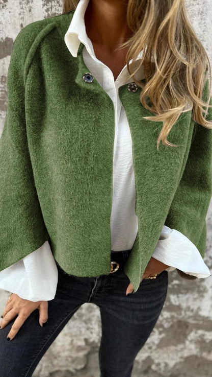 Women's Batwing Sleeve Cardigan Ins Fashion Cropped Jacket Tops Autumn And Winter Loose Short Cashmere Coat