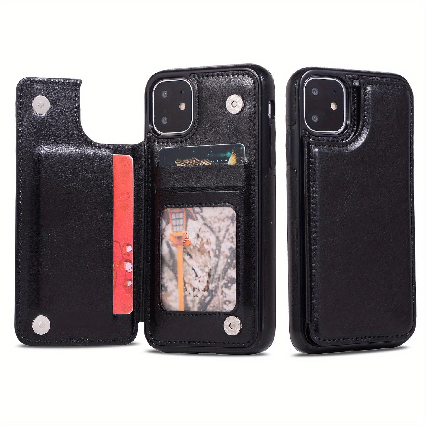 Premium PU Synthetic Faux Leather Wallet Case Designed for Various for iphone Models, Featuring Card Slots, a Stand, And Shockproof Protection.