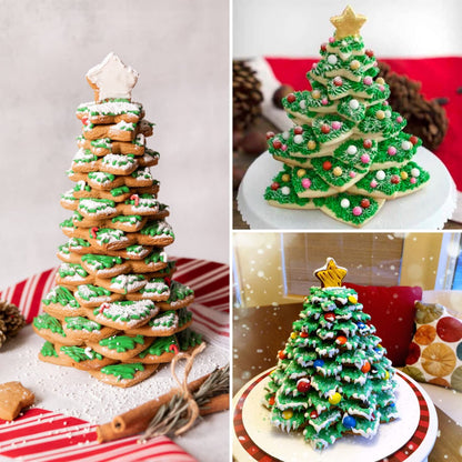 10pcs 3D Christmas Tree Cookie Cutter Set, Star Cookie Cutters