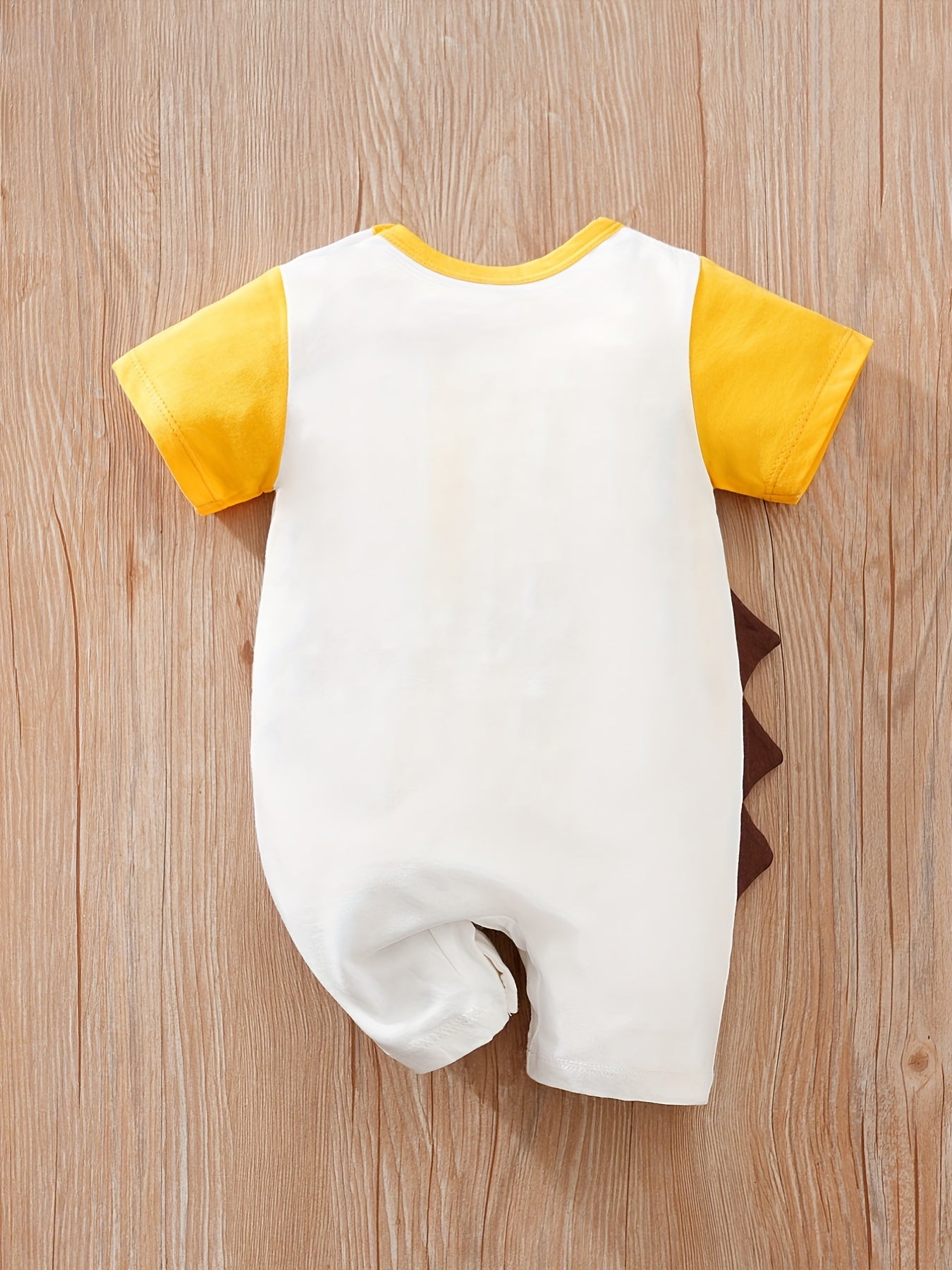 Baby Boys' Short Sleeve Romper Jumpsuit - Cute Cartoon Crocodile Print, White & Blue Trim, Breathable Summer Outfit, Easy Hand Wash Care, Regular Fit Infant Clothing, Baby Boy Outfits, Spring Infant Wear, Soft Texture Materia