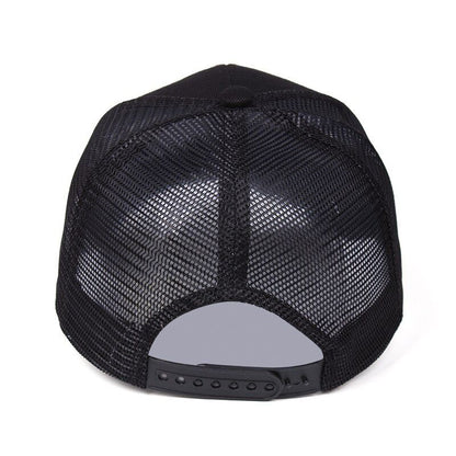 Trendy Embroidered Trucker Hat, Breathable Mesh Baseball Cap for Outdoor & Skateboarding, Business Business Style