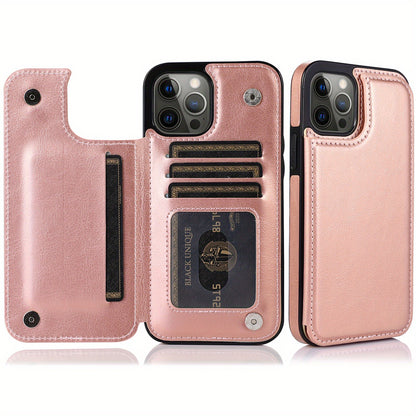 Premium PU Synthetic Faux Leather Wallet Case Designed for Various for iphone Models, Featuring Card Slots, a Stand, And Shockproof Protection.