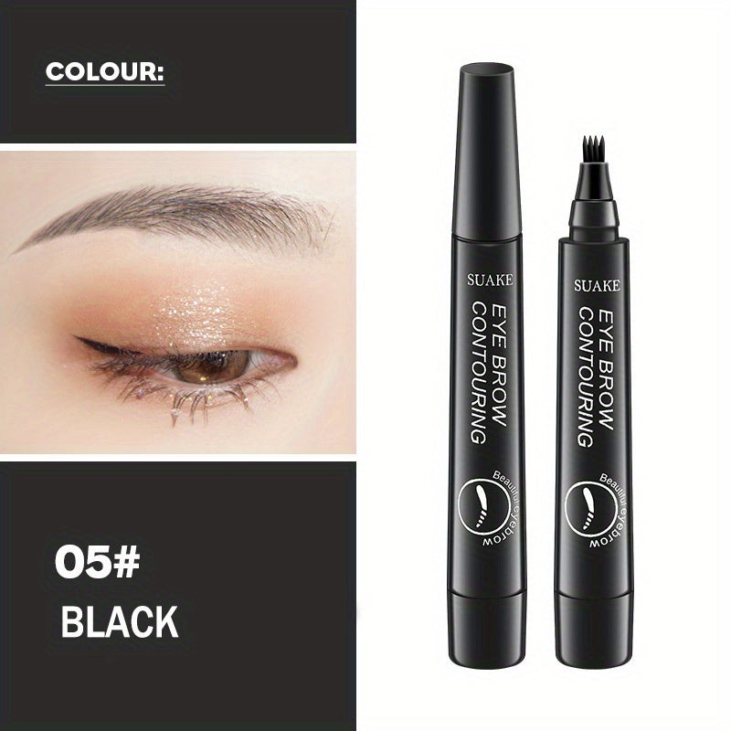 Four-Prong Eyebrow Pencil, Waterproof and Sweatproof with Long-lasting Wear