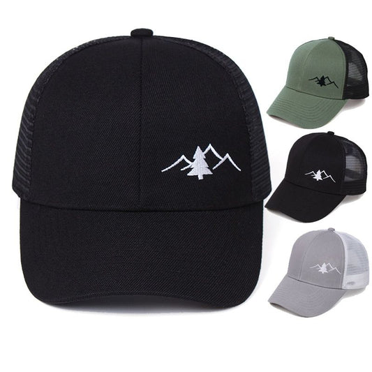 Trendy Embroidered Trucker Hat, Breathable Mesh Baseball Cap for Outdoor & Skateboarding, Business Business Style