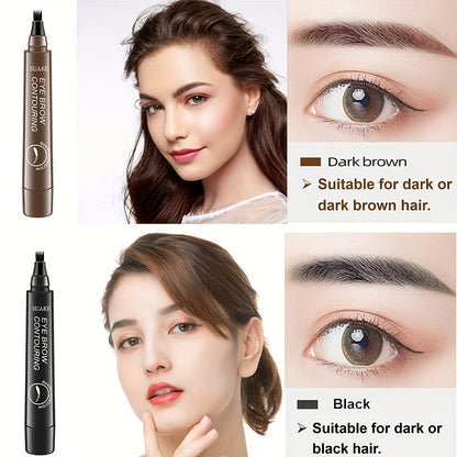 Four-Prong Eyebrow Pencil, Waterproof and Sweatproof with Long-lasting Wear