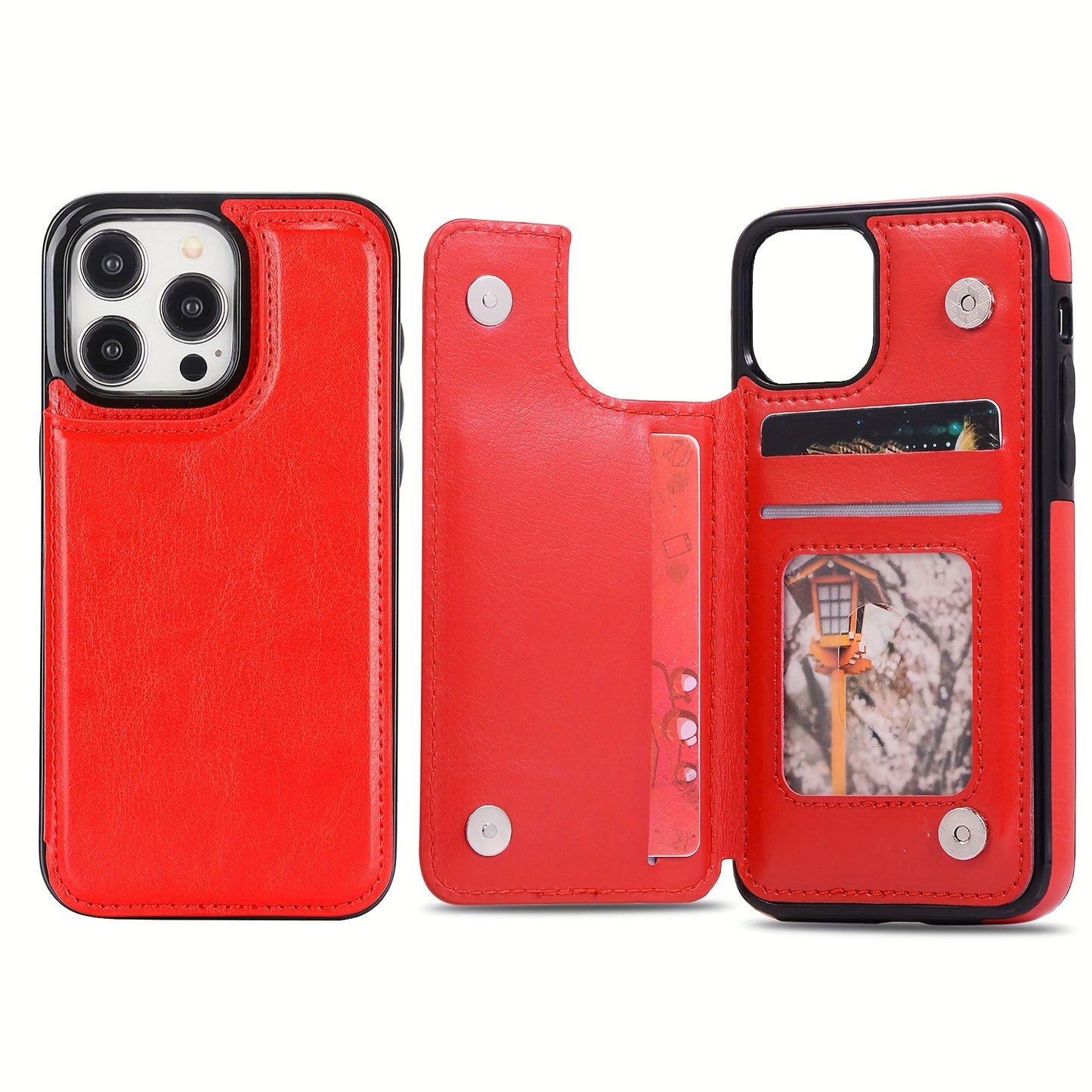 Premium PU Synthetic Faux Leather Wallet Case Designed for Various for iphone Models, Featuring Card Slots, a Stand, And Shockproof Protection.