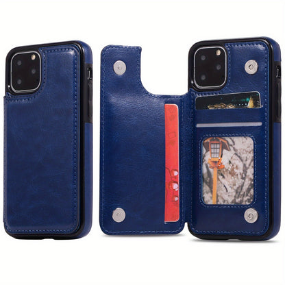 Premium PU Synthetic Faux Leather Wallet Case Designed for Various for iphone Models, Featuring Card Slots, a Stand, And Shockproof Protection.