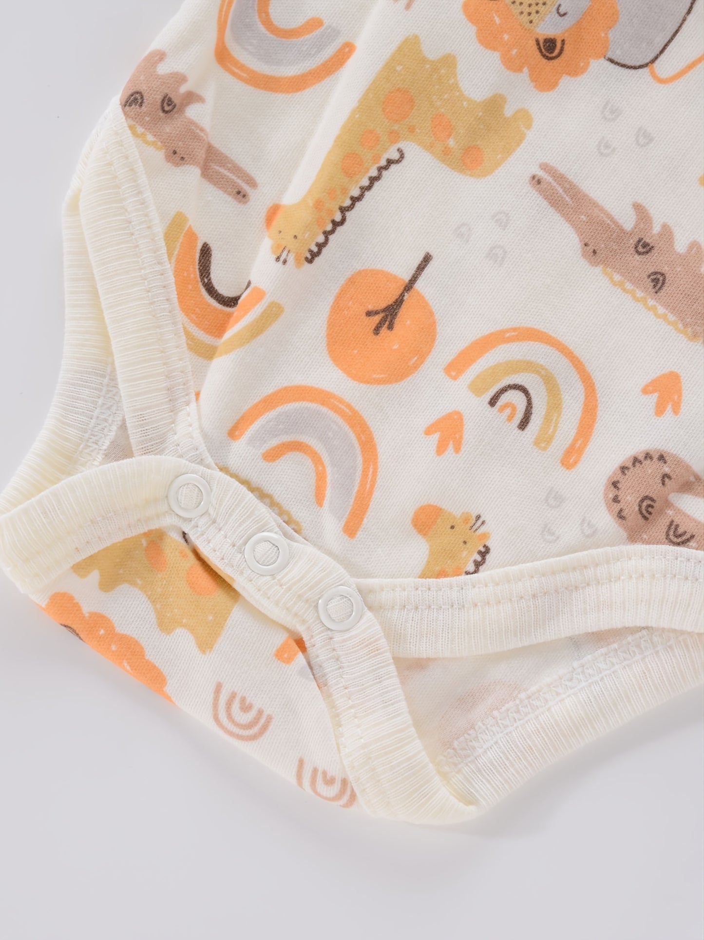 Newborn Baby Short Sleeve One-Piece Suit 4pcs Set with Alphabet Print and Embroidery Triangle Climbing Suit Ha Clothes Set 0-9 Months Baby Clothes