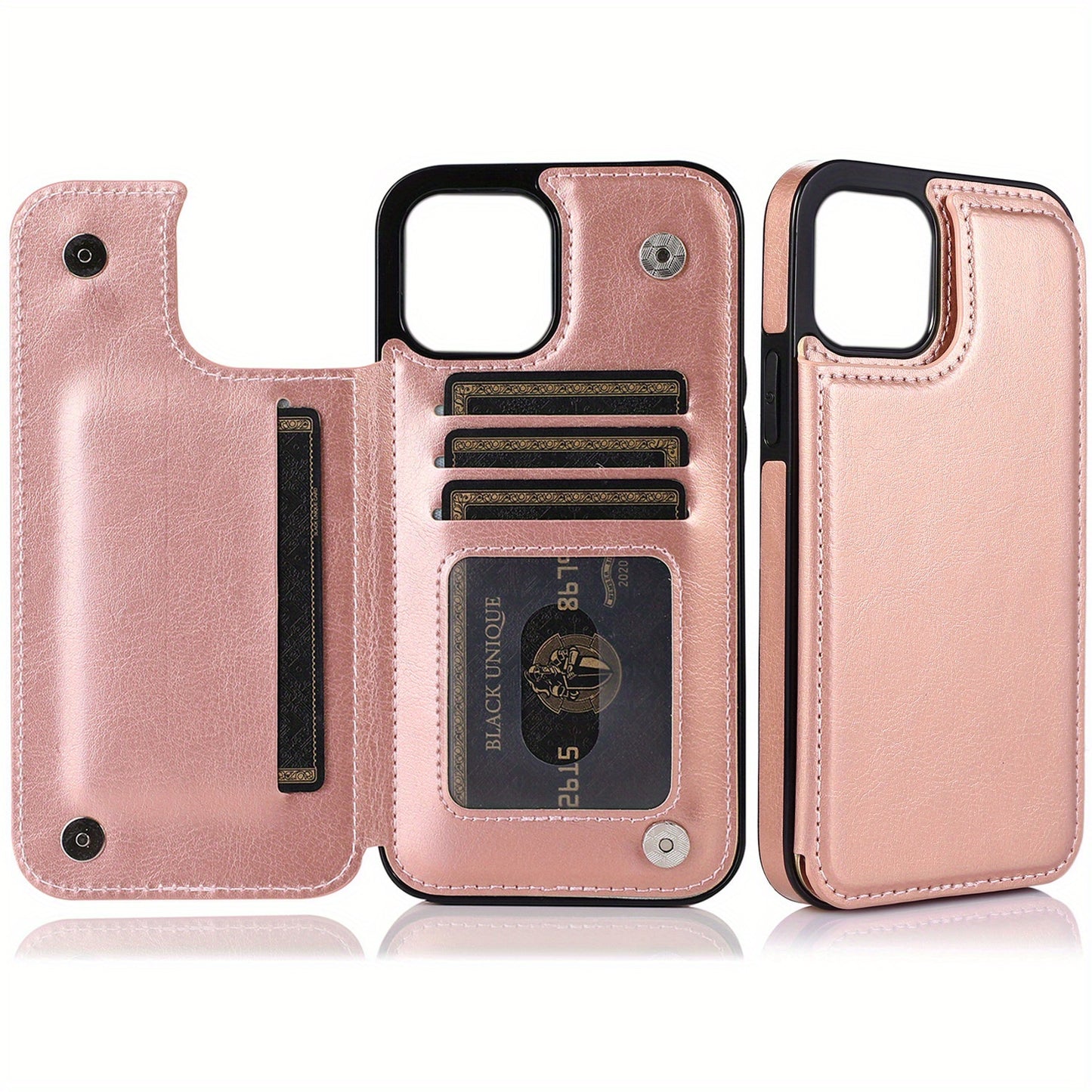 Premium PU Synthetic Faux Leather Wallet Case Designed for Various for iphone Models, Featuring Card Slots, a Stand, And Shockproof Protection.