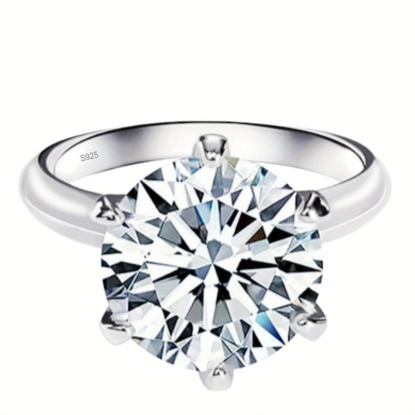 New Women'S One-Carat 925 Silver Moissanite Ring Plated with Tp950.