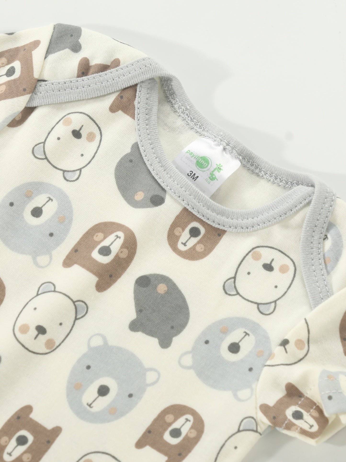 Newborn Baby Short Sleeve One-Piece Suit 4pcs Set with Alphabet Print and Embroidery Triangle Climbing Suit Ha Clothes Set 0-9 Months Baby Clothes