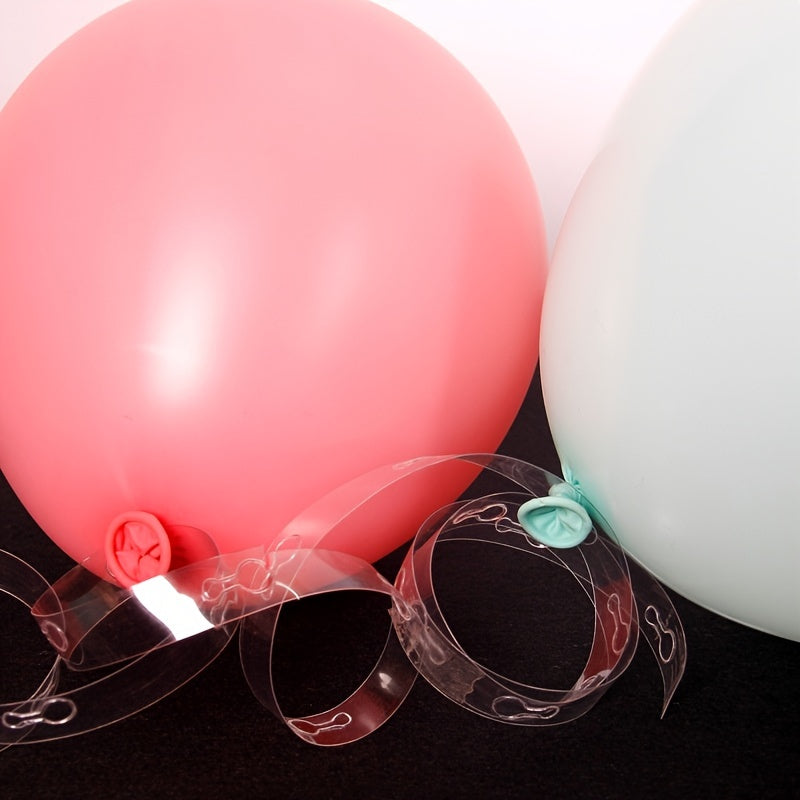 Stronger Clear Balloon Arch Garland Strips with Pre-Marked Cut Lines - Durable Transparent Adhesive Tape for Secure Balloon Ties, Perfect for Birthdays, Weddings, Showers, Halloween, Christmas & New Year Party Decorations, Fe
