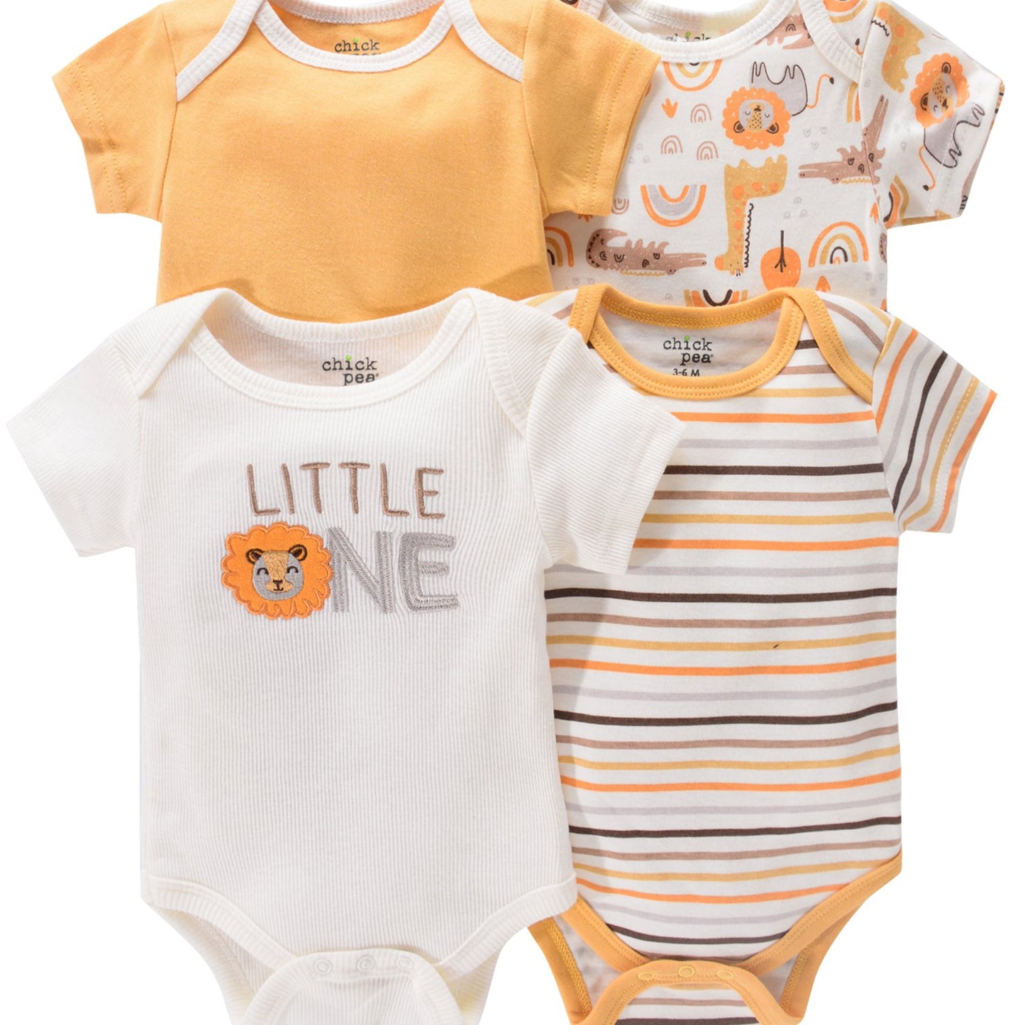 Newborn Baby Short Sleeve One-Piece Suit 4pcs Set with Alphabet Print and Embroidery Triangle Climbing Suit Ha Clothes Set 0-9 Months Baby Clothes