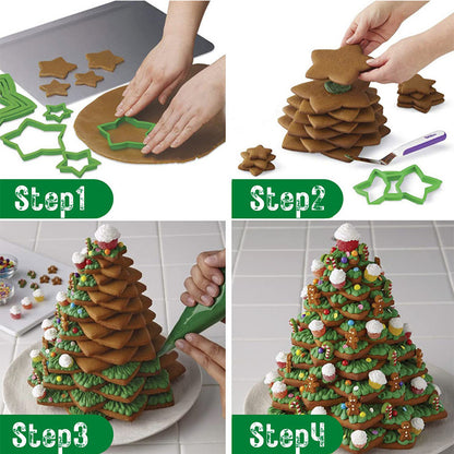 10pcs 3D Christmas Tree Cookie Cutter Set, Star Cookie Cutters