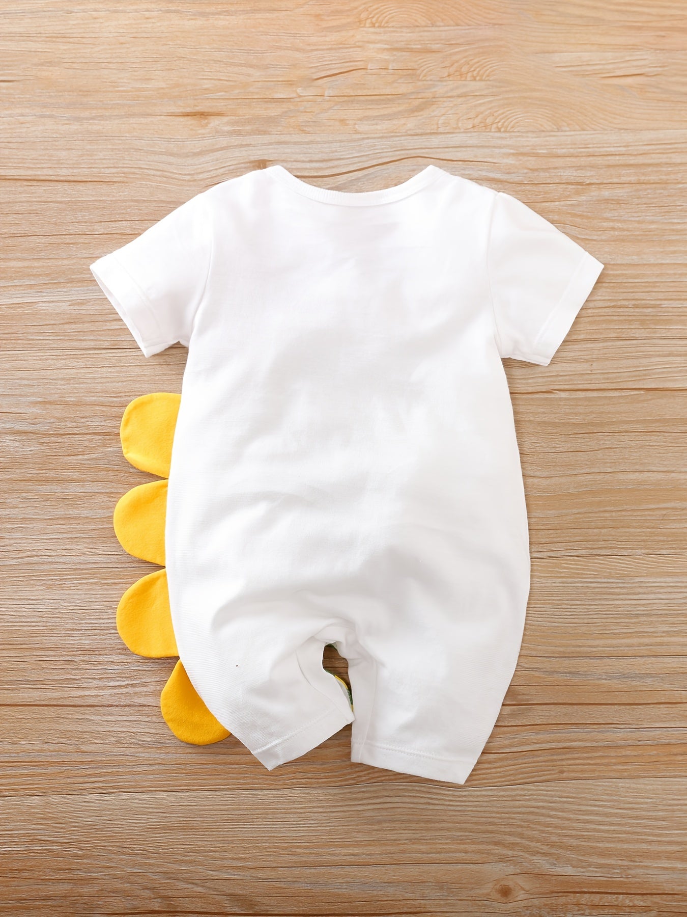 Baby Boys' Short Sleeve Romper Jumpsuit - Cute Cartoon Crocodile Print, White & Blue Trim, Breathable Summer Outfit, Easy Hand Wash Care, Regular Fit Infant Clothing, Baby Boy Outfits, Spring Infant Wear, Soft Texture Materia
