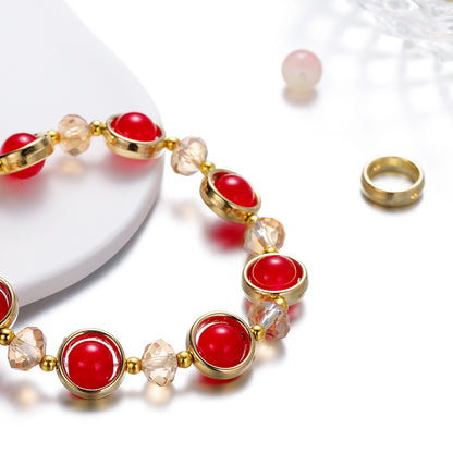Inlay Round Cut Glass Bracelet Transparent Colorful Beaded Handmade Bracelet For Woman Jewelry Gifts