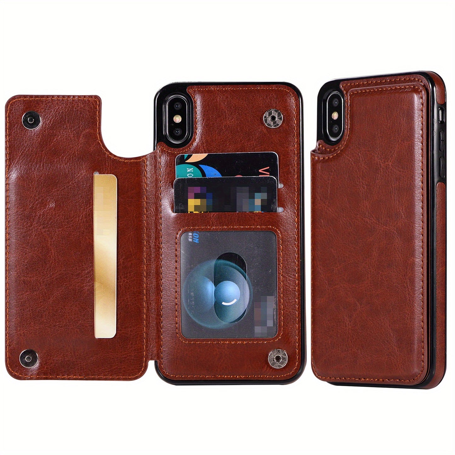 Premium PU Synthetic Faux Leather Wallet Case Designed for Various for iphone Models, Featuring Card Slots, a Stand, And Shockproof Protection.
