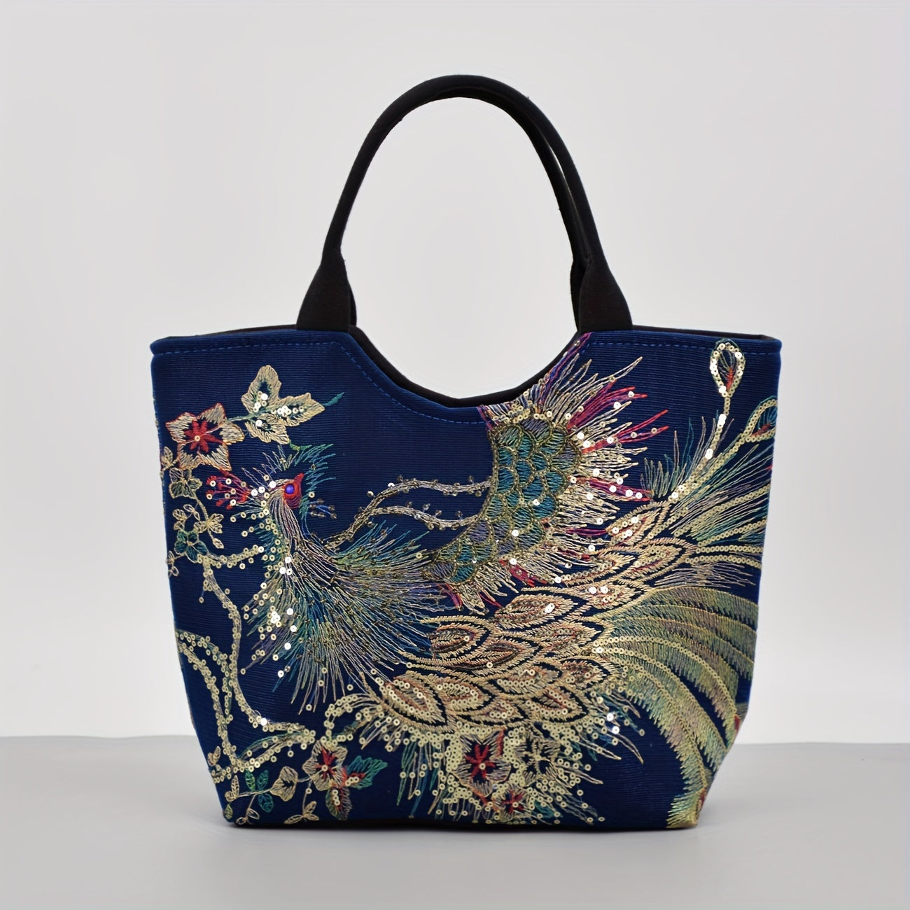 [Wo 'S Embroidered Bag] Retro Style Wo 'S Embroidered Satchel Bag, Fashion Double Handle Purse with Removable Strap