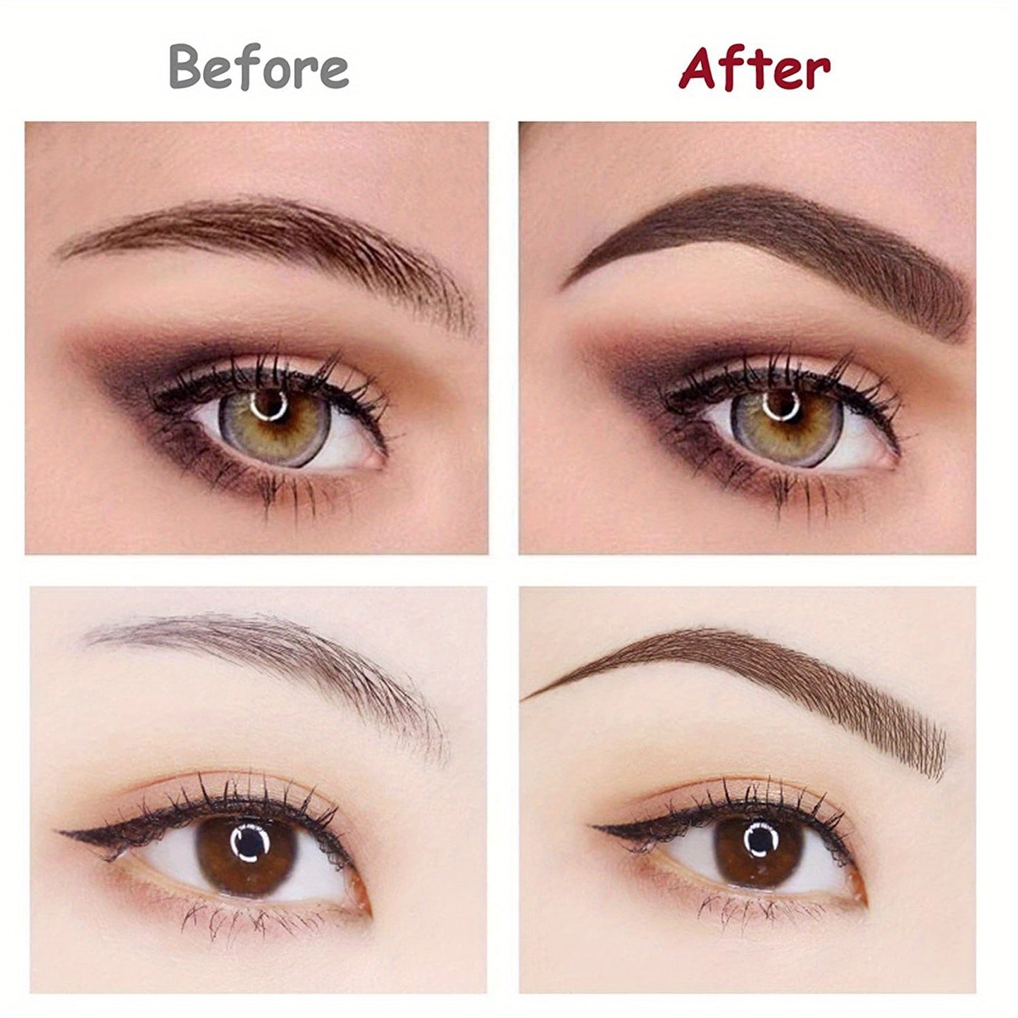 Four-Prong Eyebrow Pencil, Waterproof and Sweatproof with Long-lasting Wear