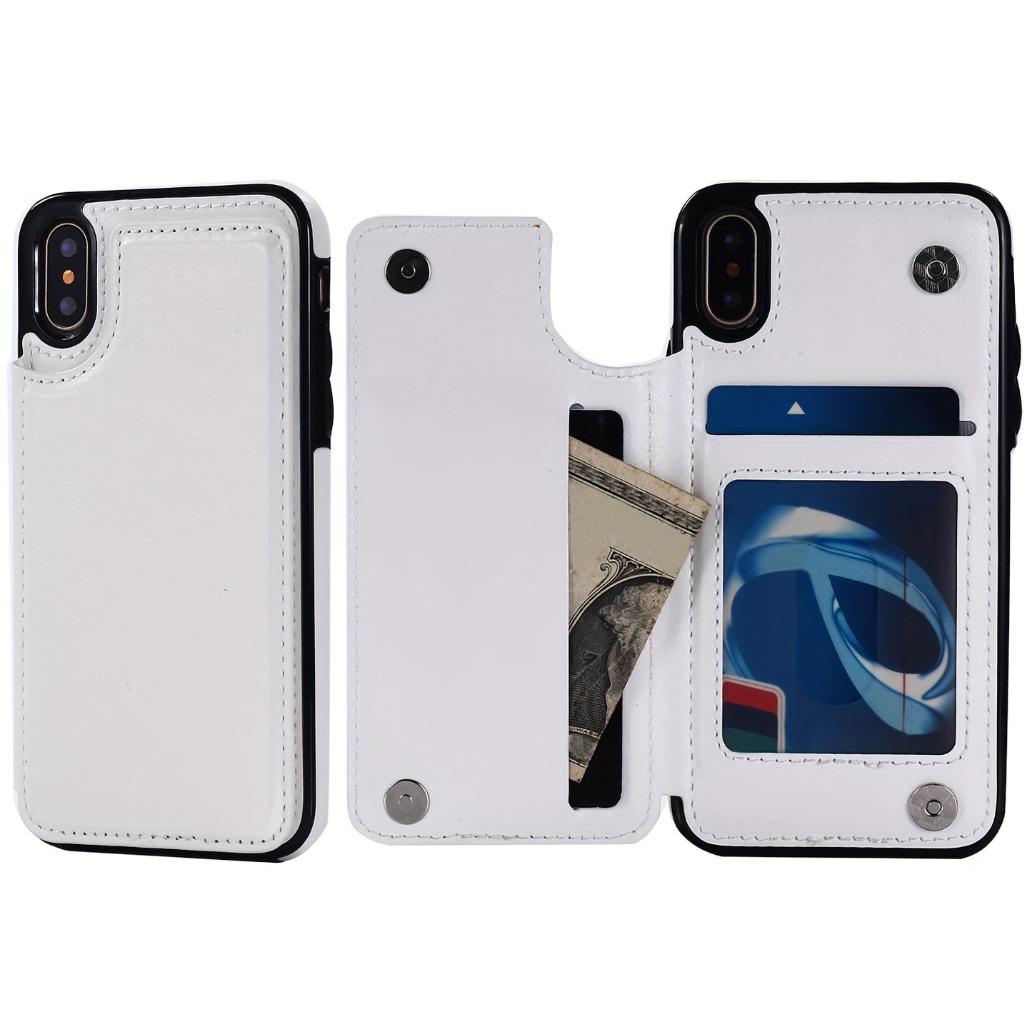 Premium PU Synthetic Faux Leather Wallet Case Designed for Various for iphone Models, Featuring Card Slots, a Stand, And Shockproof Protection.