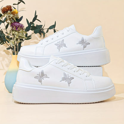 Ladies' Embroidered Butterfly Flat Shoes, Casual And Lightweight Loafers