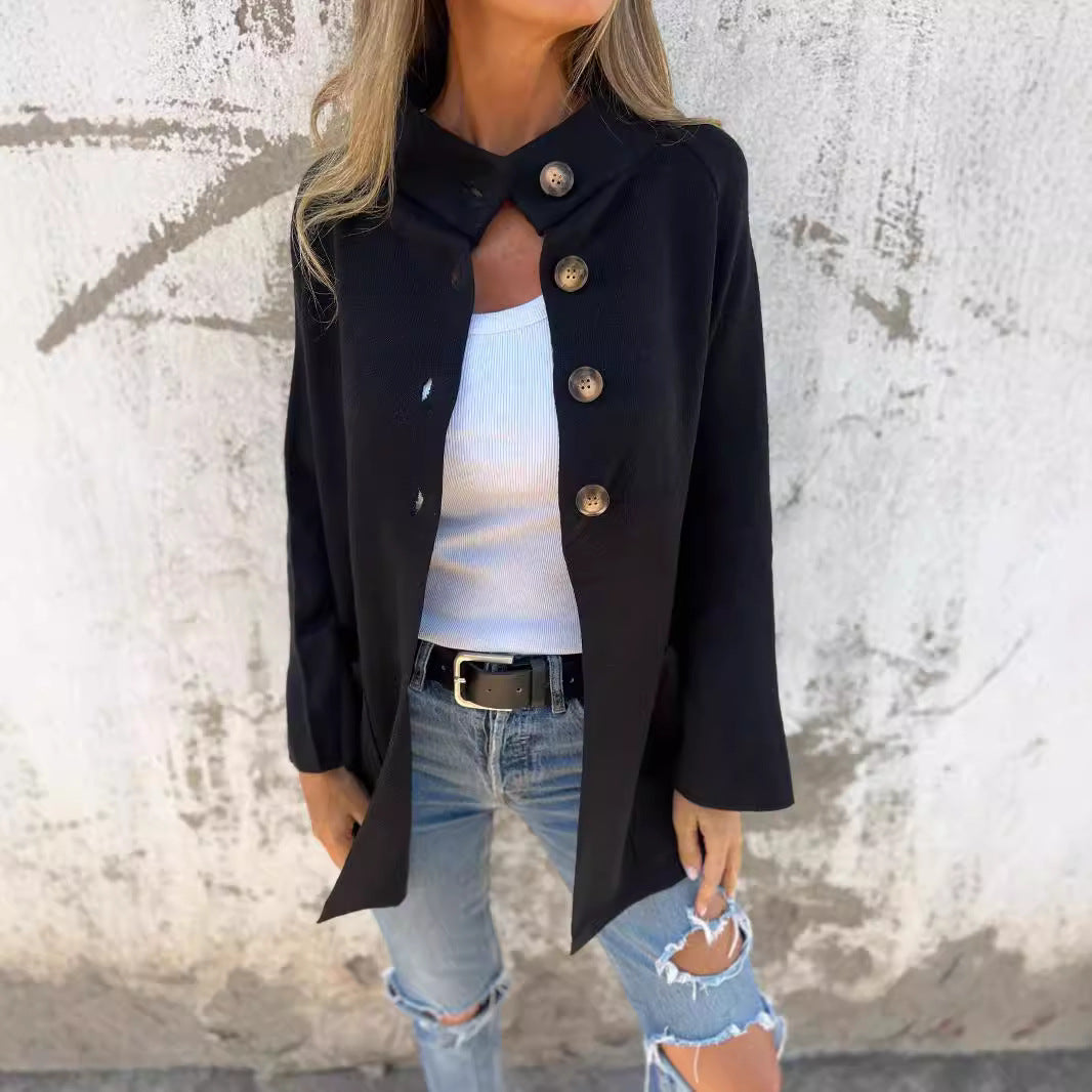 Ins Single Breasted Lapel Knitted Coat Fashion Pocket Long Sleeve Cardigan  Jacket Women's Clothing