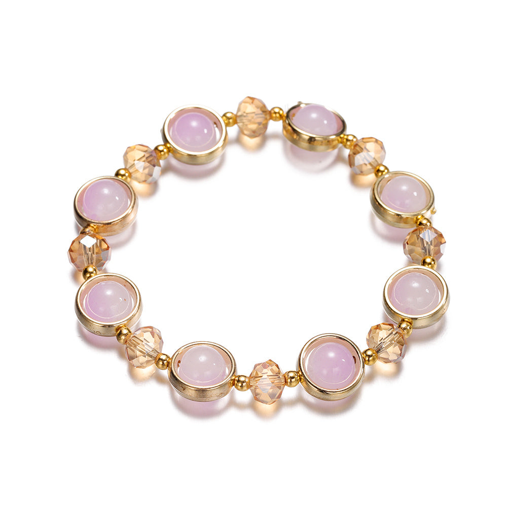 Inlay Round Cut Glass Bracelet Transparent Colorful Beaded Handmade Bracelet For Woman Jewelry Gifts