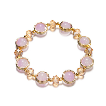 Inlay Round Cut Glass Bracelet Transparent Colorful Beaded Handmade Bracelet For Woman Jewelry Gifts