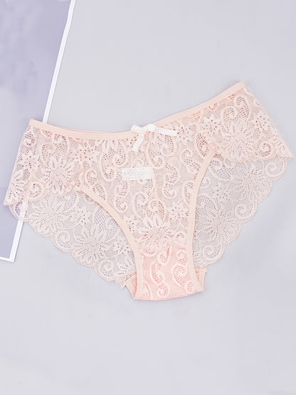 5 Pack Women's Lace Sexy Mid Waist Panties
