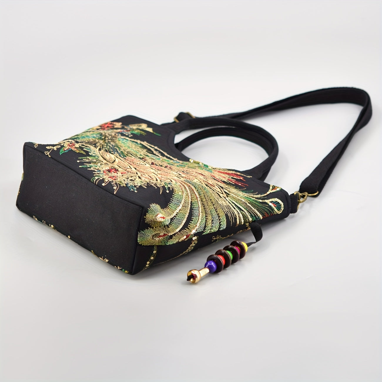 [Wo 'S Embroidered Bag] Retro Style Wo 'S Embroidered Satchel Bag, Fashion Double Handle Purse with Removable Strap