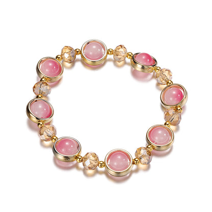 Inlay Round Cut Glass Bracelet Transparent Colorful Beaded Handmade Bracelet For Woman Jewelry Gifts