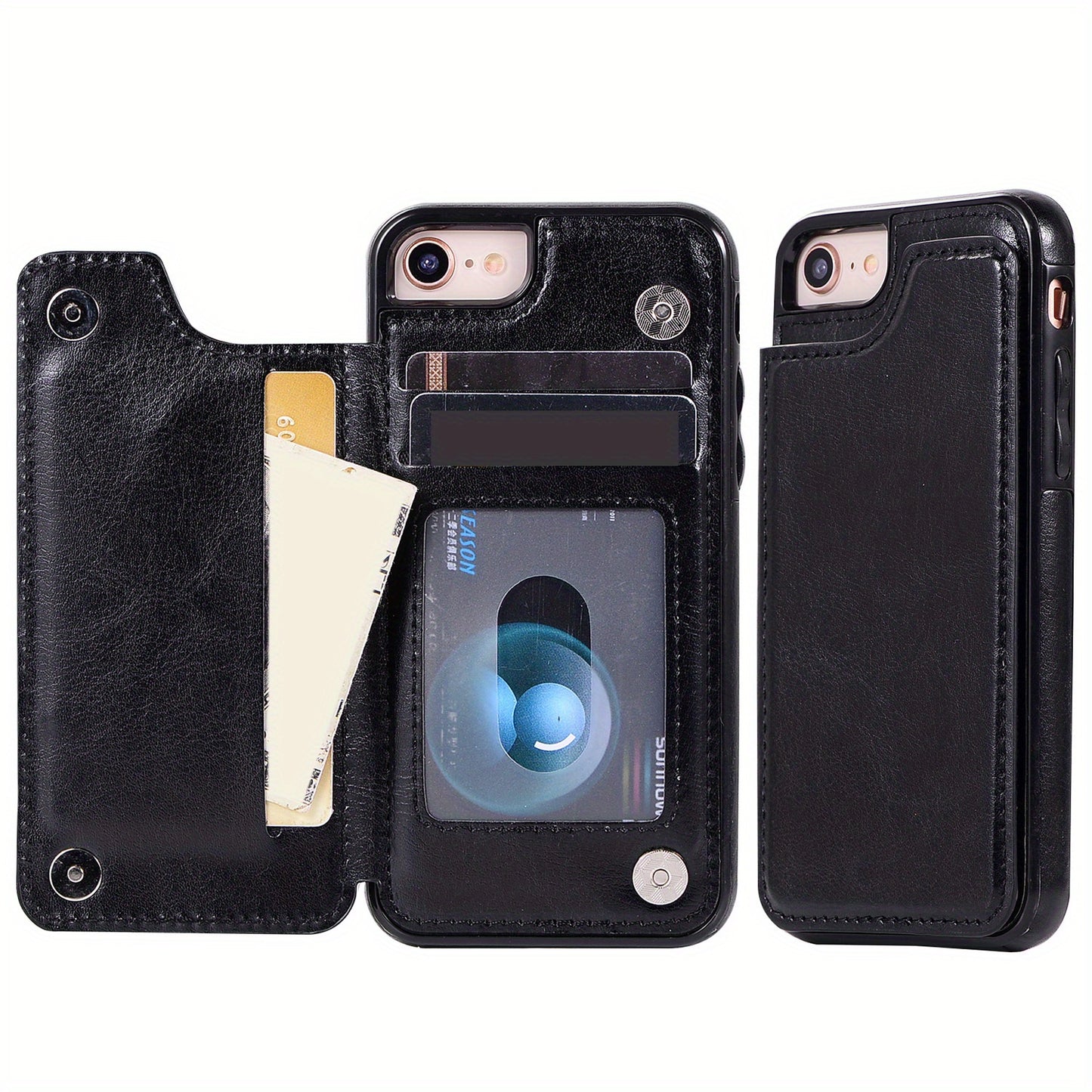 Premium PU Synthetic Faux Leather Wallet Case Designed for Various for iphone Models, Featuring Card Slots, a Stand, And Shockproof Protection.