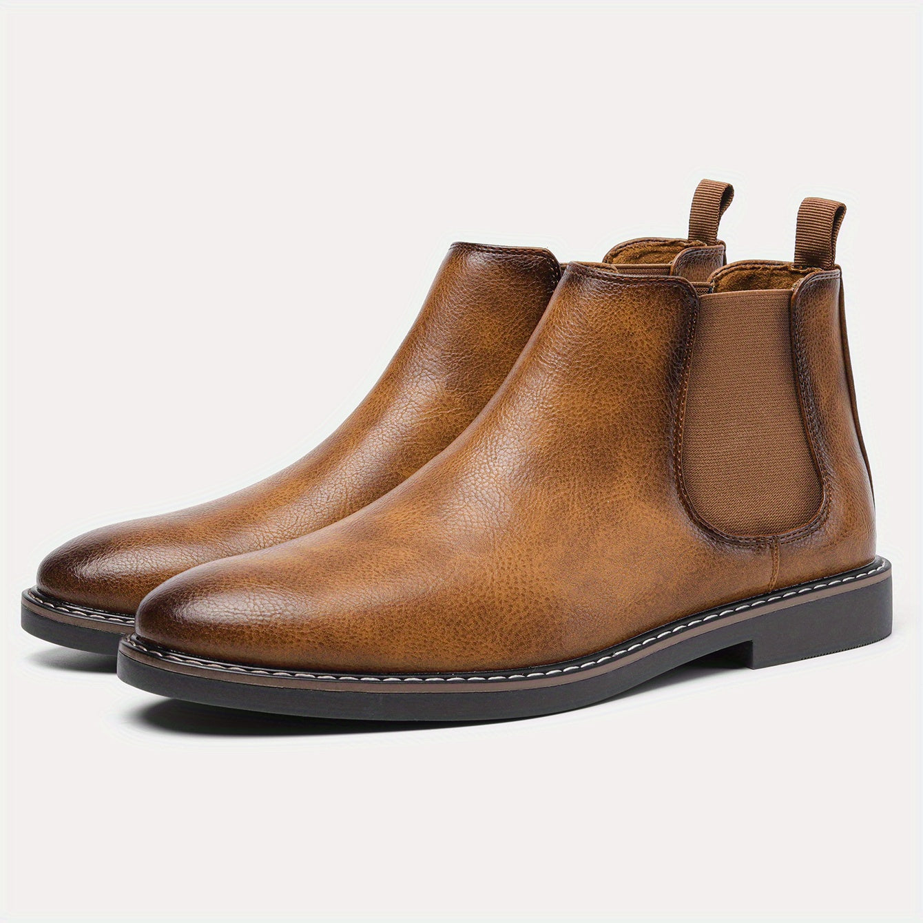 Men'S Chelsea Boots - Classic Ankle Boots with Elastic Closure, Glossy Black Faux, Cushioned Insole & Non-Slip PVC Sole - Formal & Casual Shoes for Everyday, Office, Events - Extended Sizes up to EU 46 (US Men'S 12) - Model #