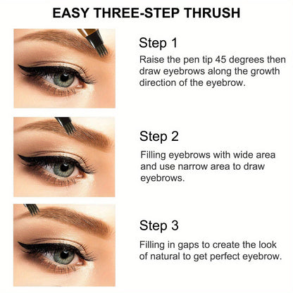 Four-Prong Eyebrow Pencil, Waterproof and Sweatproof with Long-lasting Wear