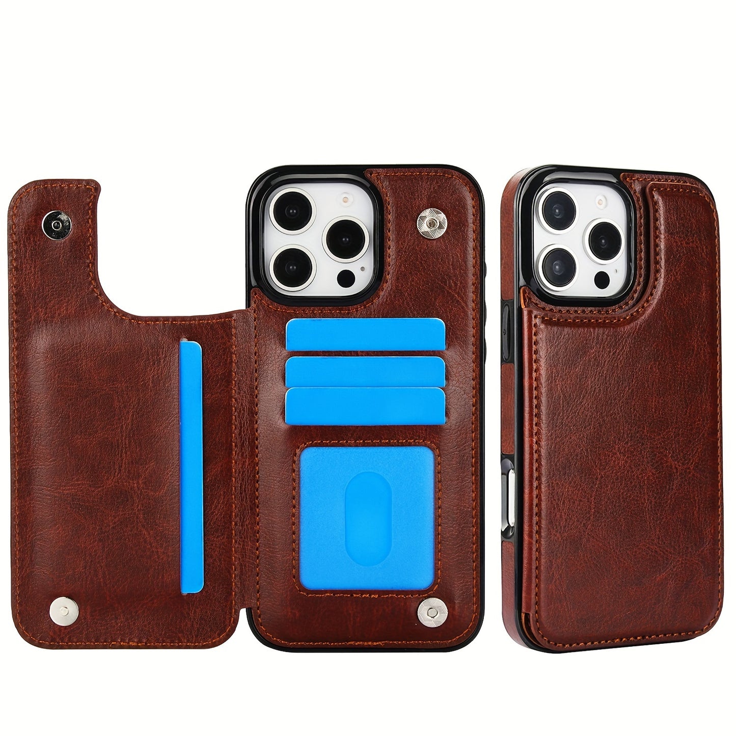 Premium PU Synthetic Faux Leather Wallet Case Designed for Various for iphone Models, Featuring Card Slots, a Stand, And Shockproof Protection.