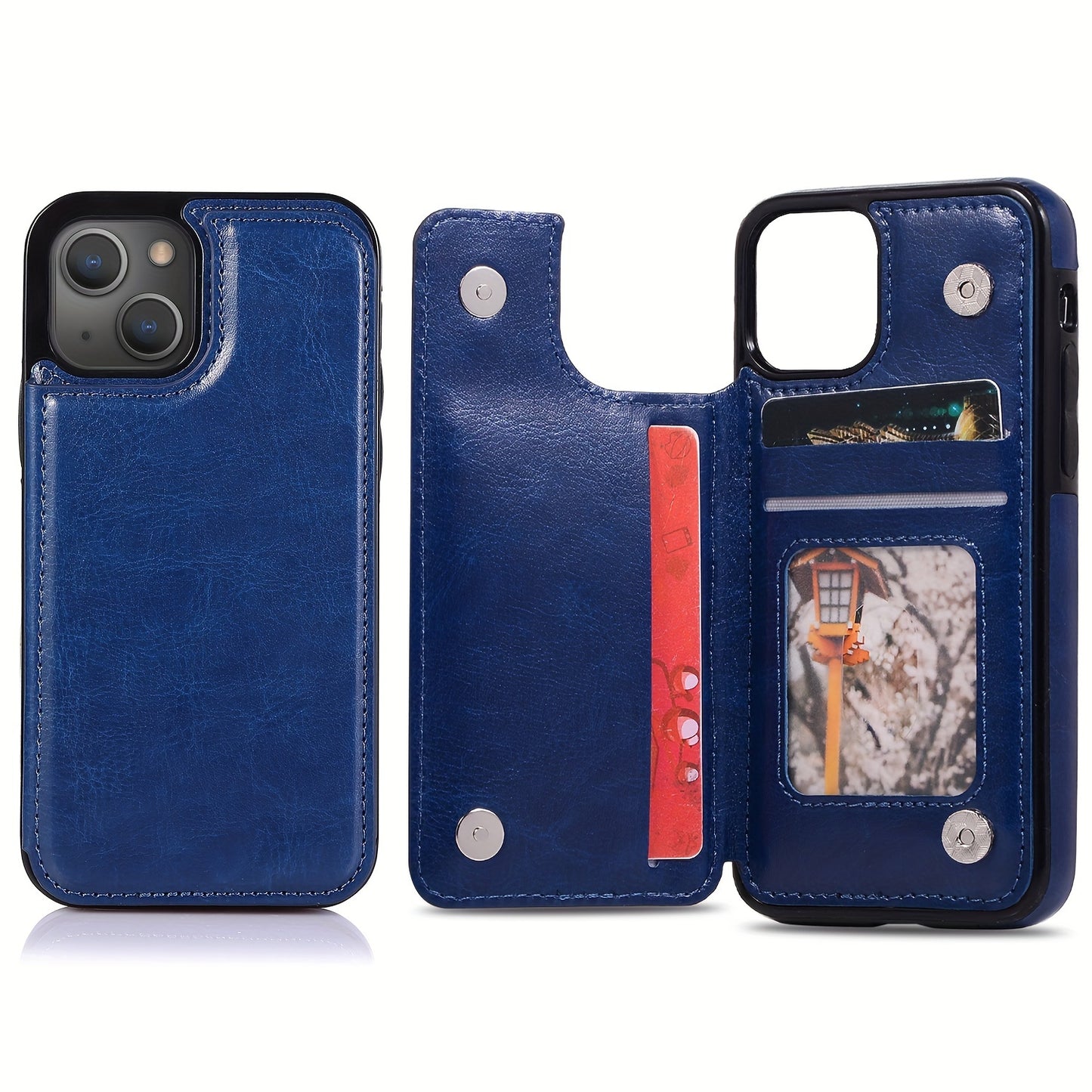 Premium PU Synthetic Faux Leather Wallet Case Designed for Various for iphone Models, Featuring Card Slots, a Stand, And Shockproof Protection.