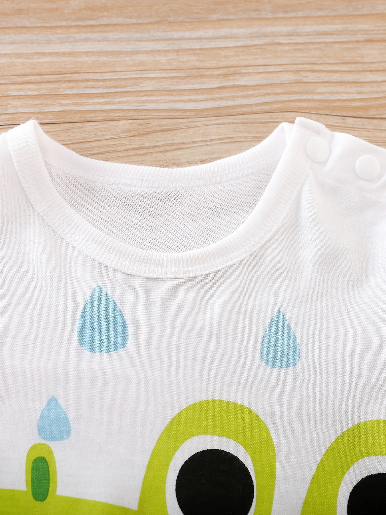 Baby Boys' Short Sleeve Romper Jumpsuit - Cute Cartoon Crocodile Print, White & Blue Trim, Breathable Summer Outfit, Easy Hand Wash Care, Regular Fit Infant Clothing, Baby Boy Outfits, Spring Infant Wear, Soft Texture Materia