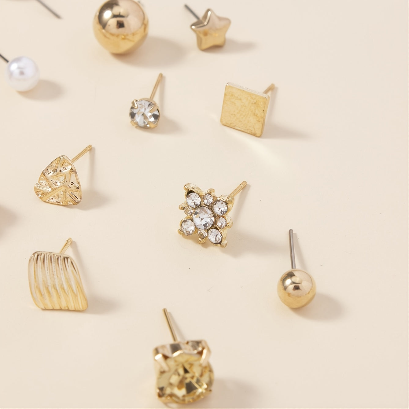 A Set of 30 Pairs of Stylish Alloy Heart-Shaped Faux Gemstone Letter Earrings.