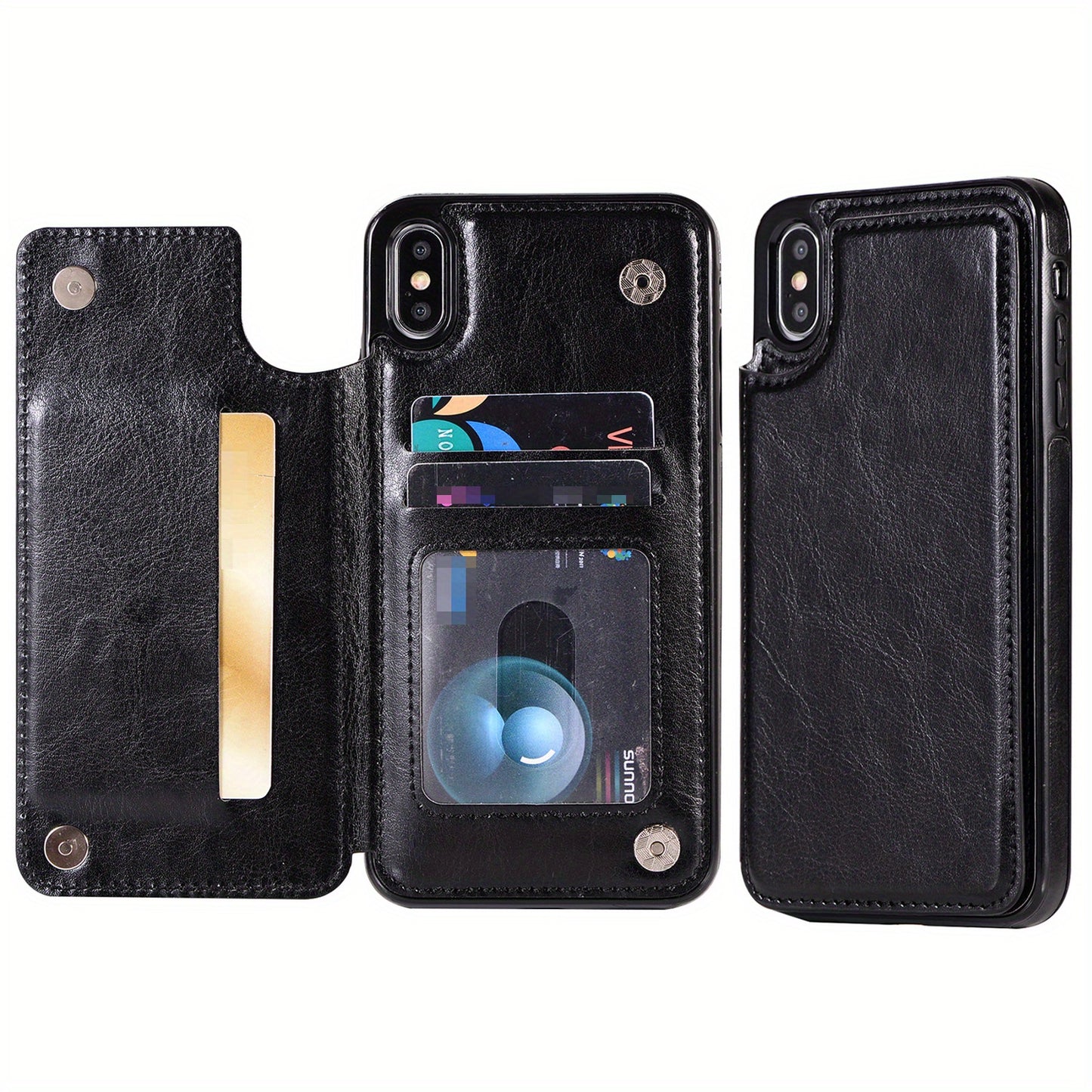 Premium PU Synthetic Faux Leather Wallet Case Designed for Various for iphone Models, Featuring Card Slots, a Stand, And Shockproof Protection.