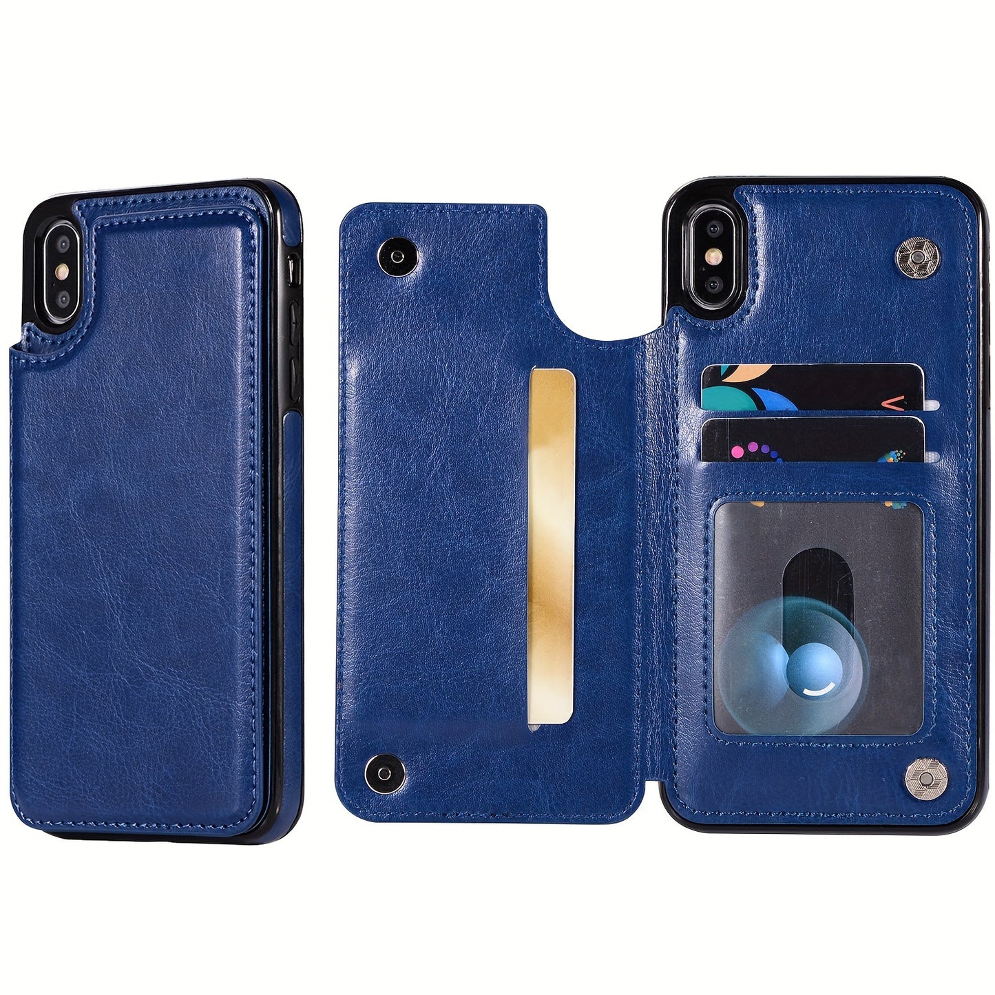 Premium PU Synthetic Faux Leather Wallet Case Designed for Various for iphone Models, Featuring Card Slots, a Stand, And Shockproof Protection.