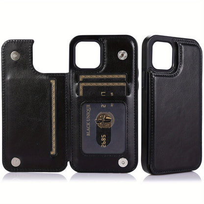 Premium PU Synthetic Faux Leather Wallet Case Designed for Various for iphone Models, Featuring Card Slots, a Stand, And Shockproof Protection.