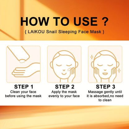 10pcs of Snail Sleeping Mask - Hydrating, Moisturizing, Firming Light Beige, Wash-free Mask, Suitable for All Light Beige Types, Portable Travel Packaging, Moisturizing Mask