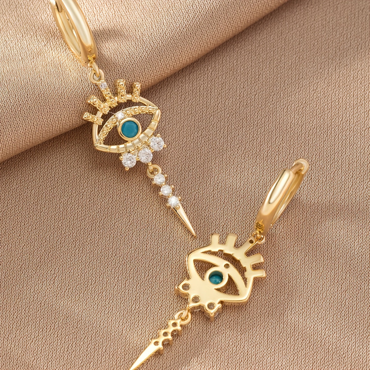One Pair of Luxury Copper-Inlaid Synthetic Evil Eye Pendant Earrings Dating Gift