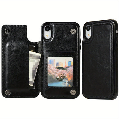 Premium PU Synthetic Faux Leather Wallet Case Designed for Various for iphone Models, Featuring Card Slots, a Stand, And Shockproof Protection.