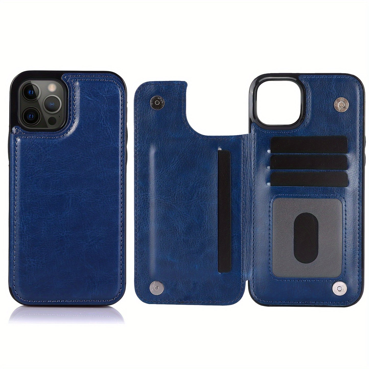Premium PU Synthetic Faux Leather Wallet Case Designed for Various for iphone Models, Featuring Card Slots, a Stand, And Shockproof Protection.