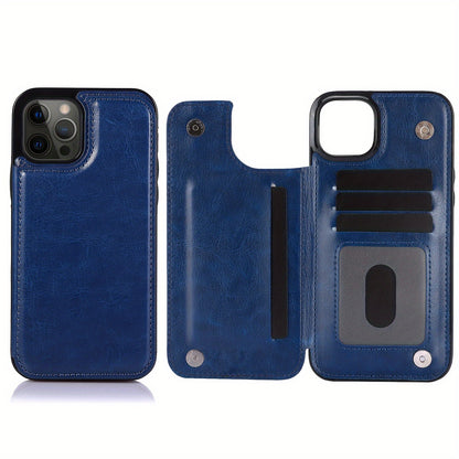Premium PU Synthetic Faux Leather Wallet Case Designed for Various for iphone Models, Featuring Card Slots, a Stand, And Shockproof Protection.