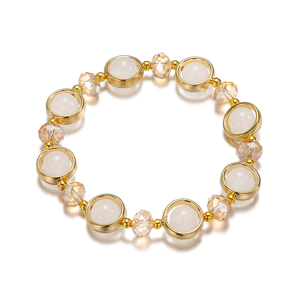Inlay Round Cut Glass Bracelet Transparent Colorful Beaded Handmade Bracelet For Woman Jewelry Gifts