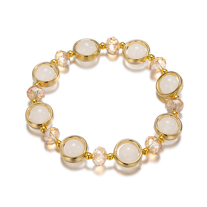 Inlay Round Cut Glass Bracelet Transparent Colorful Beaded Handmade Bracelet For Woman Jewelry Gifts